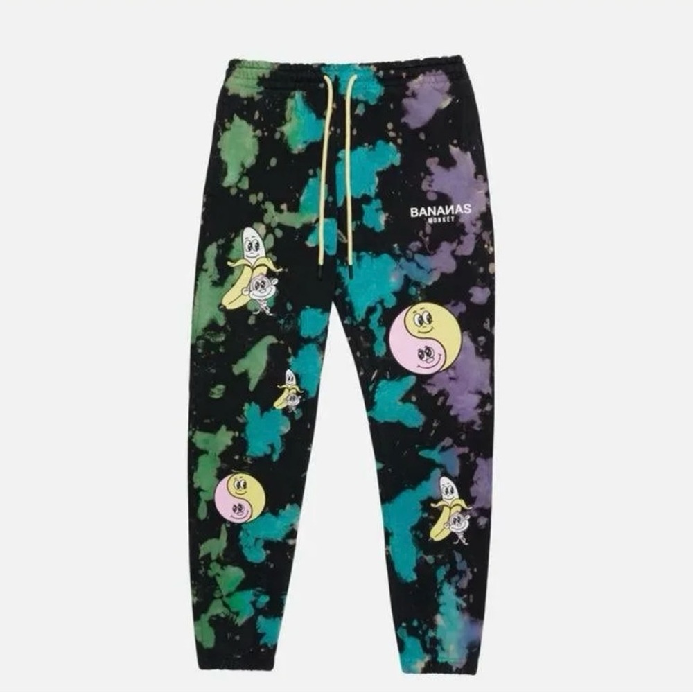 Bananas Monkey Going Bananas Men's Tie dye Sweatpant Unisex Size Large